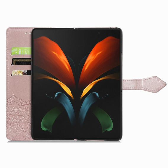 Etui z klapką do Samsung Galaxy Z Fold3 5G, Mandala, różowe rose gold