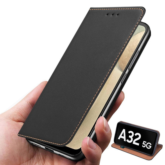 Skórzane Etui Wallet do Samsung Galaxy A32 5G, czarne