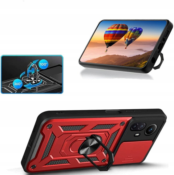 Etui pancerne do Xiaomi Redmi Note 12S 4G, CamShield Slide, czerwone