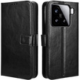 Etui z klapką do Xiaomi 15, Crazy Horse Wallet, czarne