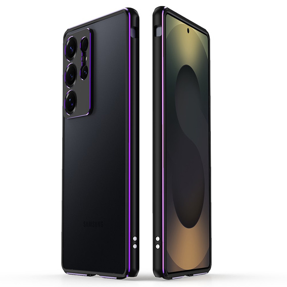 Etui bumper z metalową ramką do Samsung Galaxy S25 Ultra – fioletowe