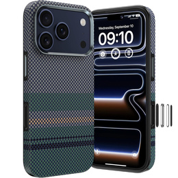 Etui BENKS Kevlar do iPhone 17 Pro Max, Magnetic Armor Air Aurora 600D 0070, do MagSafe, zielone