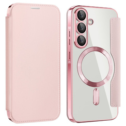 Etui z klapką do Samsung Galaxy A17 5G, RFID Wallet, do MagSafe, przezroczyste / różowe