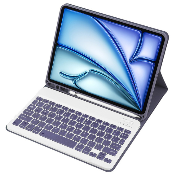 Etui z klawiaturą do iPad Air 11" 2025/2024 (7/6 gen.), Leather Pen Slot, fioletowe