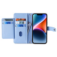 Etui z klapką do iPhone 15 Pro, Wallet Zipper Pocket, niebieskie