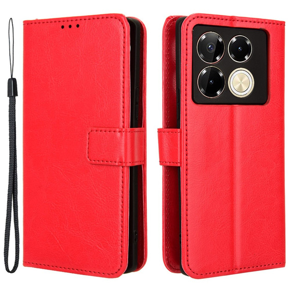 Etui z klapką do Infinix Note 40 Pro Plus, Crazy Horse Wallet, czerwone