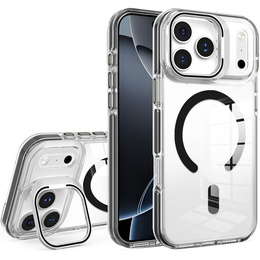 Etui do iPhone 17 Pro Max, do MagSafe, z podstawką, transparentne z czarnymi wstawkami