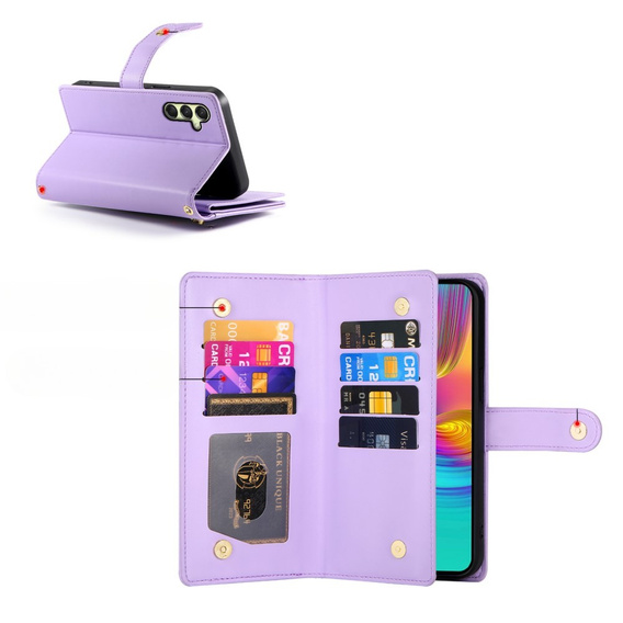 Etui z klapką do Samsung Galaxy A36 5G, Wallet Zipper Pocket, fioletowe