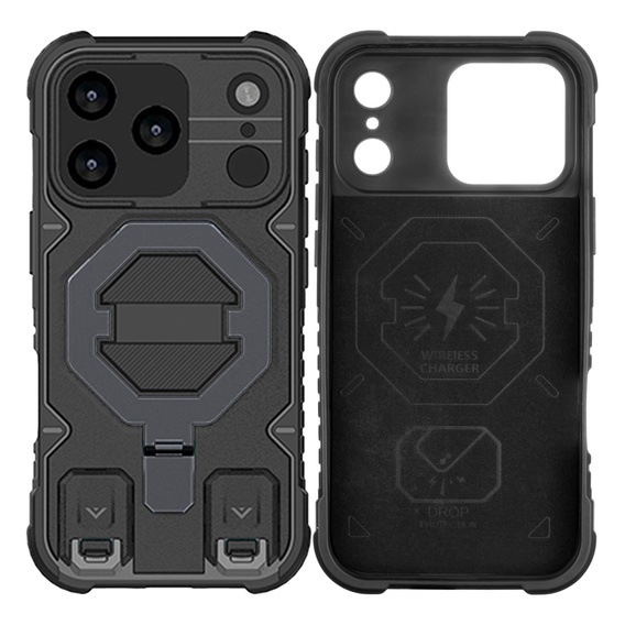 Etui do iPhone 17 Pro Max, do MagSafe, pancerne z podstawką, czarne