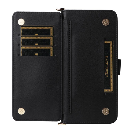 Etui z klapką do Xiaomi Poco F7 Pro / F7 Ultra, Crossbody Leather Wallet, czarne