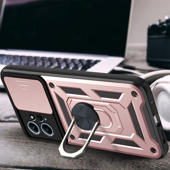 Etui pancerne do Xiaomi Redmi Note 12 4G, CamShield Slide, różowe rose gold