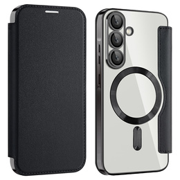 Etui z klapką do Samsung Galaxy A17 5G, RFID Wallet, do MagSafe, przezroczyste / czarne