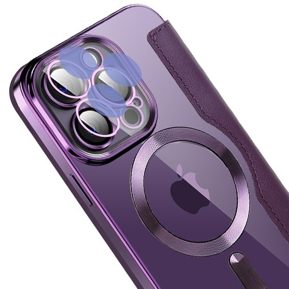 Etui z klapką do iPhone 14 Pro, RFID Wallet MagSafe z ochroną aparatu, fioletowe