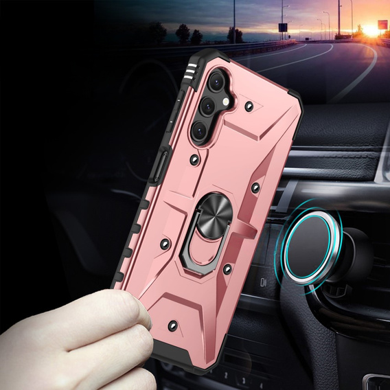 Etui pancerne do Samsung Galaxy A14 4G/5G, z ringiem, różowe rose gold