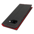 Etui z klapką do Google Pixel 9A, Litchi Skin Grain, czarne