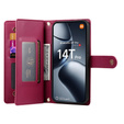 Etui z klapką do Xiaomi 14T Pro, Wallet Zipper Pocket, czerwone