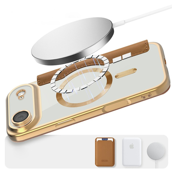 Etui z klapką do iPhone Air, RFID Wallet MagSafe z ochroną aparatu, brązowe