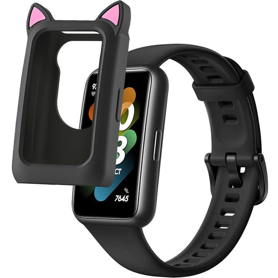 Etui Silikonowe do Apple Watch 4/5/6/SE 40mm, Kocie Uszy, Czarne
