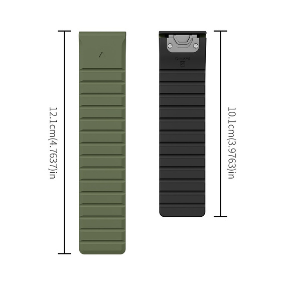 Pasek Silikonowy QuickFit do Garmin Fenix 22mm, Zielony / Czarny