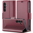 Etui do Samsung Galaxy S23 FE, ERBORD Glossy Litchi, portfel z klapką, czerwone