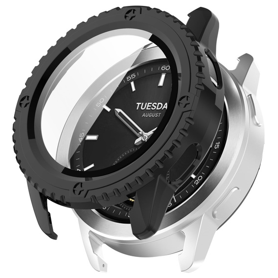 2w1 Etui + Szkło Hartowane do Xiaomi Watch S3,  wzmocnione, Czarne