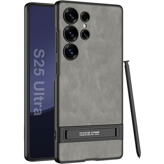 Etui do Samsung Galaxy S25 Ultra GKK – ultra cienkie, twarde, matowe, z podstawką – szare