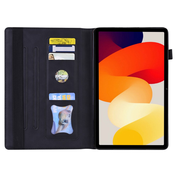 Etui z klapką i kieszeniami na karty do Xiaomi Redmi Pad 2 - Czarne
