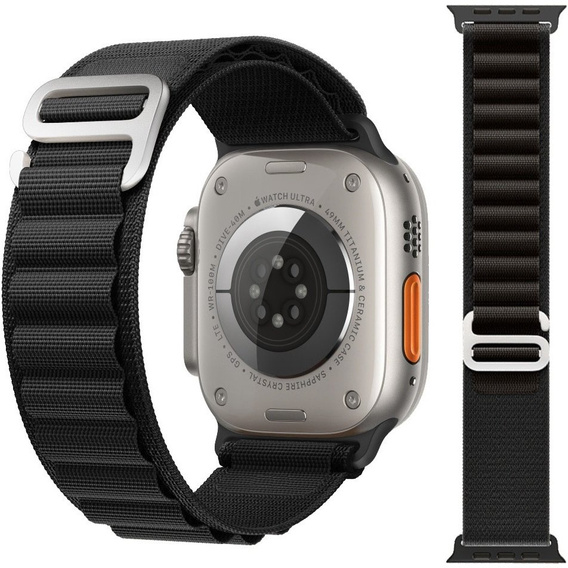Zestaw Pasek Nylonowy + Etui 2w1 do Apple Watch 4/5/6/SE 44mm, Czarny