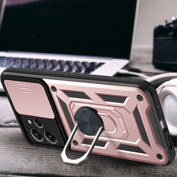Etui pancerne do Xiaomi Redmi 12, CamShield Slide, różowe rose gold