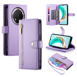 Etui z klapką do Honor Magic 7 Lite, Wallet Zipper Pocket, fioletowe