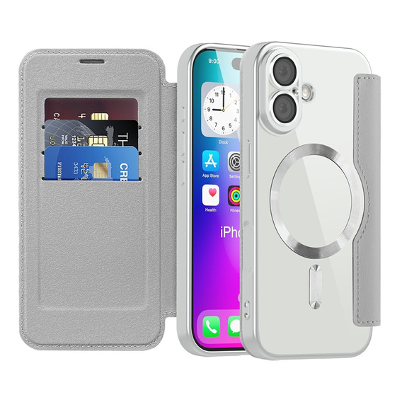 Etui z klapką do iPhone 17, RFID Wallet MagSafe z ochroną aparatu, tytanowe szare