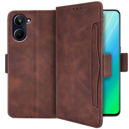 Etui z klapką do Realme 10 4G, Card Slot, brązowe