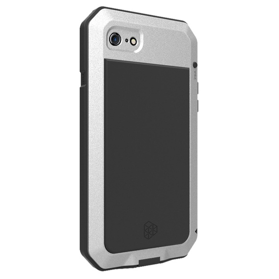 Etui do iPhone SE (2020)/SE (2022)/7/8, pancerne, z wbudowanym szkłem, srebrne