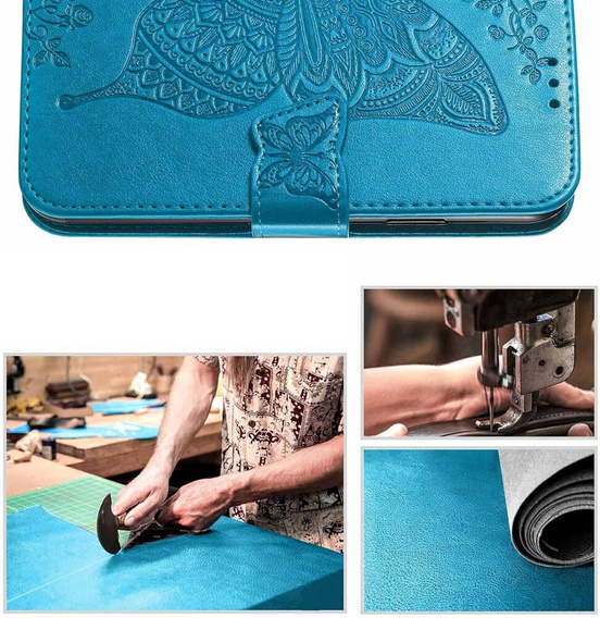 Etui z klapką do Motorola Edge 50 Fusion 5G, Butterfly, niebieskie