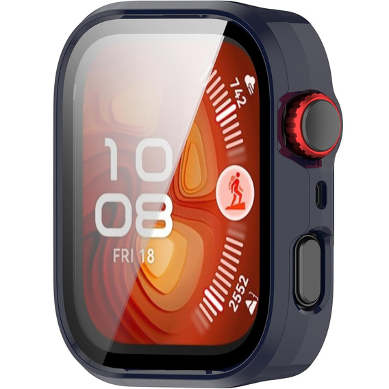 2w1 Etui z twardą ramką i szkłem hartowanym do Huawei Watch Fit 4 Pro - niebieskie