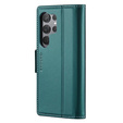 Etui do Samsung Galaxy S25 Ultra, ERBORD Glossy Litchi, portfel z klapką, zielone