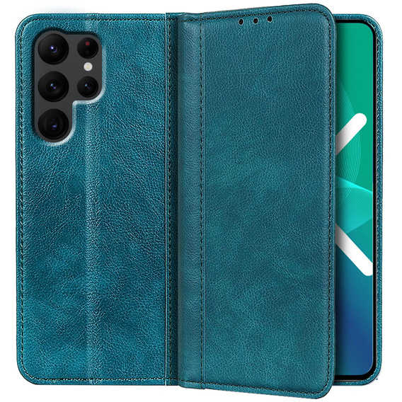 Etui do Samsung Galaxy S22 Ultra 5G, Wallet Litchi Leather, zielone