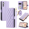 Etui z klapką do Samsung Galaxy A55 5G, Rhombus Crossbody Leather, fioletowe