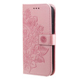 Zestaw Etui z klapką do Samsung Galaxy A13 4G, Mandala i kwiaty, Różowe rose gold + szkło