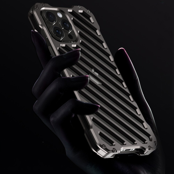 Etui R-JUST do iPhone 15 Pro, pancerne Hollow, szare