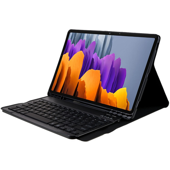 Etui z klawiaturą do Galaxy Tab S7+ Plus / S8+ Plus /S7 FE T730 T733, Pen Slot, czarne