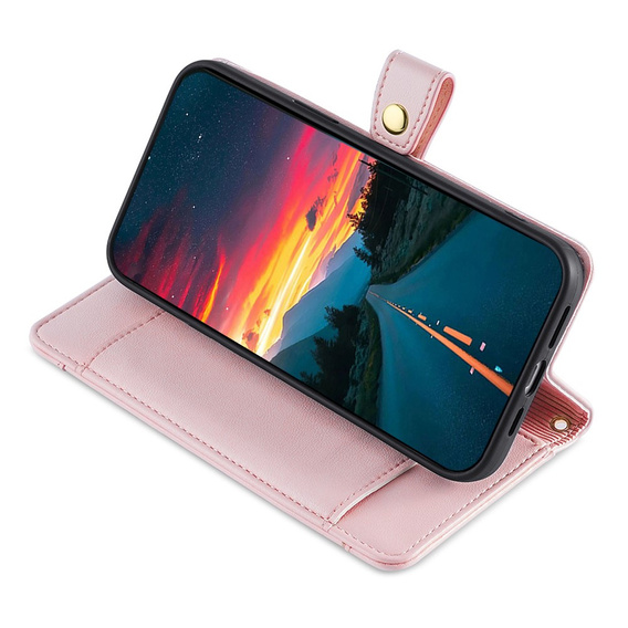 Etui z klapką do Motorola Moto G15 / G15 Power, Wallet Zipper Pocket, różowe