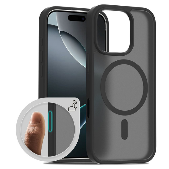 Etui ERBORD z MagSafe do iPhone 16 Pro, Matte Case, aktywny przycisk, matowe / czarne