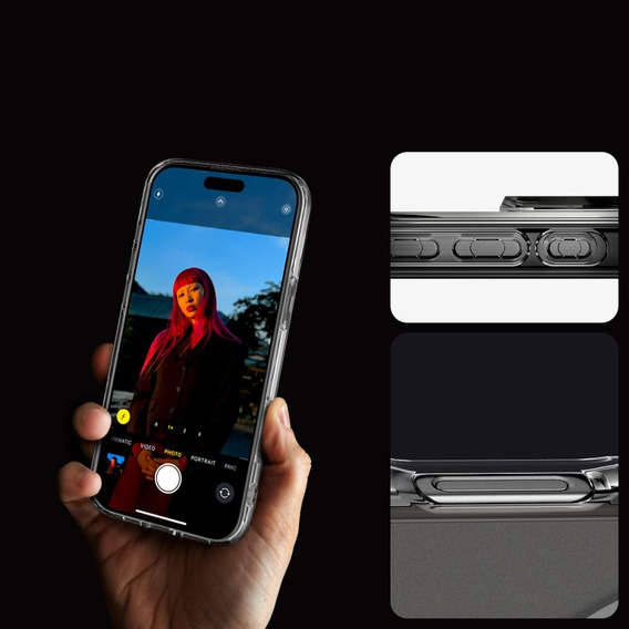 Etui z MagSafe Spigen do iPhone 16 Pro, Ultra Hybrid, półprzezroczyste / białe + Szkło Hartowane 9H