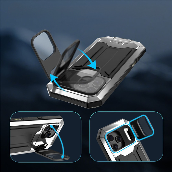 Etui pancerne  R-JUST z osłoną ekranu i podstawką do iPhone 17 Pro