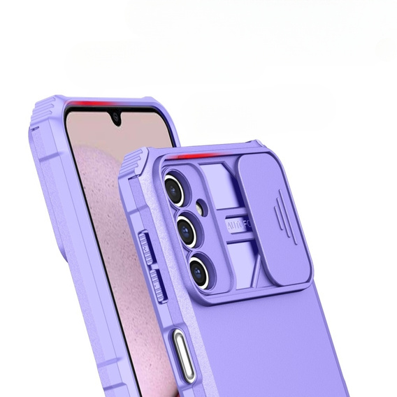 Etui pancerne do Samsung Galaxy A14 4G/5G, Camshield z podstawką, Fioletowe