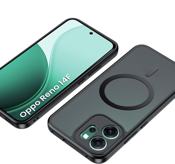 Etui Matt Case do Oppo Reno 14F, do MagSafe, półprzezroczyste czarne