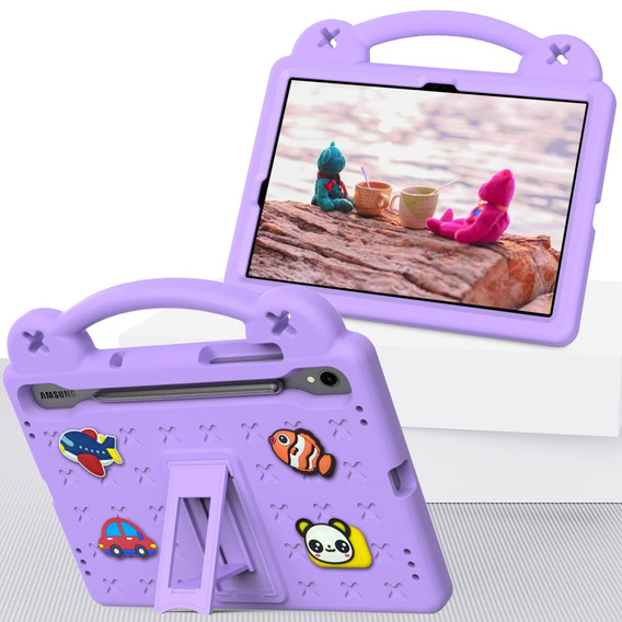 Etui do Samsung Galaxy Tab S7/S8/S9, Cute Patterns, z podstawką, Fioletowe