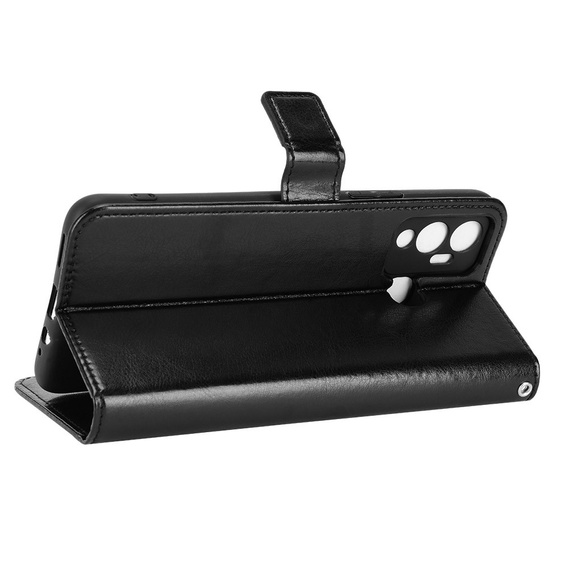 Etui z klapką do Infinix Hot 12 Play 4G, Crazy Horse Wallet, czarne