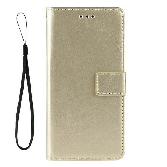 Etui z klapką do Xiaomi Poco F6 Pro, Crazy Horse Wallet, złote